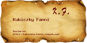 Kubiczky Fanni névjegykártya